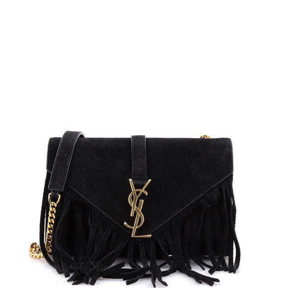 Saint Laurent Small Classic Monogram Fringe Crossbody Bag Suede - Picture 1 of 7
